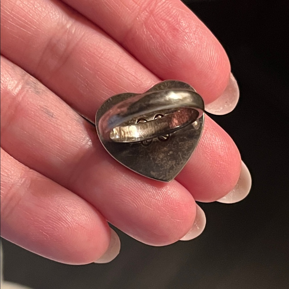 🦂TRADED🦂Vintage COACH Sterling Heart “Button” Ring - Picture 6 of 13